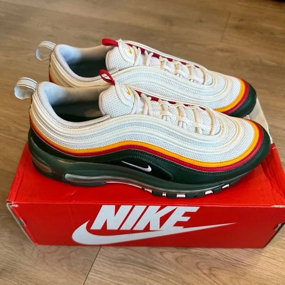 Nike Air Max 97 SE - Seattle Sonics White Yellow Evergreen 2019 - Mens Size 10 - Picture 4 of 6